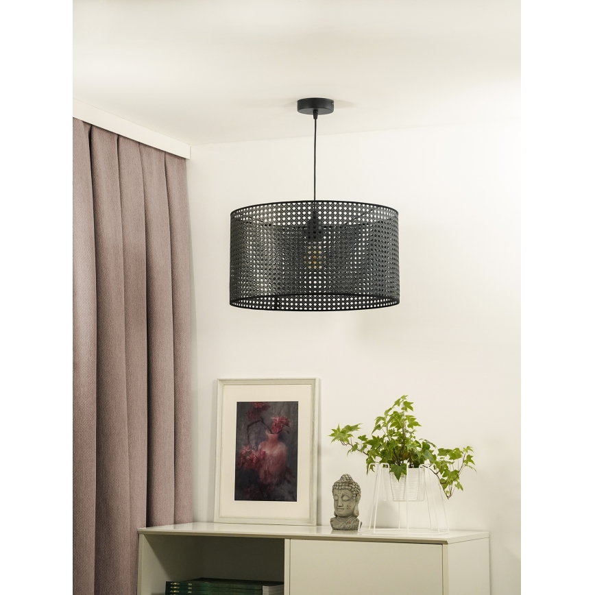 Duolla - Suspension filaire ROLLER RATTAN 1xE27/15W/230V d. 45 cm noir