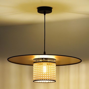 Duolla - Suspension filaire TOKYO RATTAN 1xE27/15W/230V d. 50 cm doré/rotin