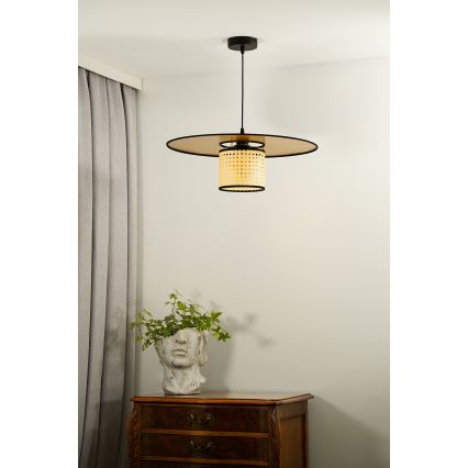 Duolla - Suspension filaire TOKYO RATTAN 1xE27/15W/230V d. 50 cm doré/rotin