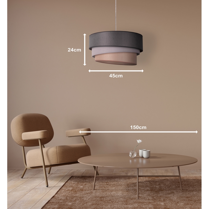 Duolla - Suspension filaire TRIO 1xE27/40W/230V d. 45 cm anthracite/gris/marron