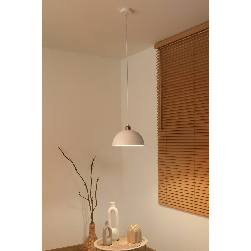 Duolla - Suspension sur câble IRONLINE 1xE27/15W/230V Ø 27 cm blanc/cuivre