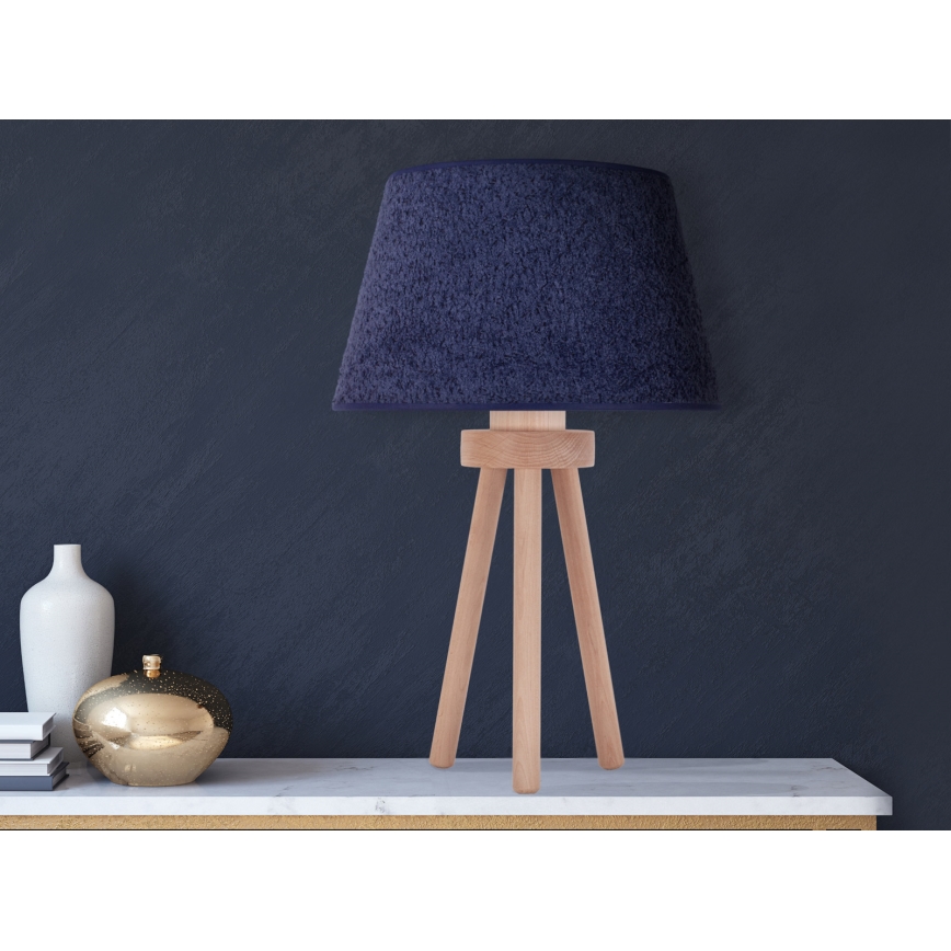 Duolla - Tischleuchte BOUCLE 1xE27/15W/230V d 28 cm blau/Holz