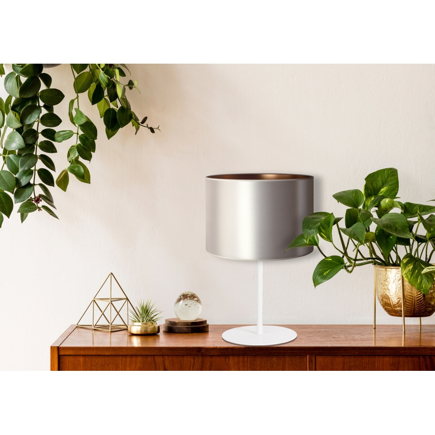 Duolla - Tischleuchte CANNES 1xE14/15W/230V d 20 cm silbern/kupfern/weiß