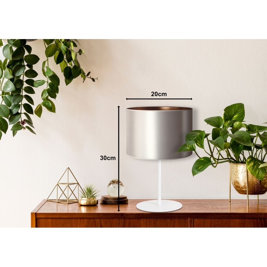 Duolla - Tischleuchte CANNES 1xE14/15W/230V d 20 cm silbern/kupfern/weiß