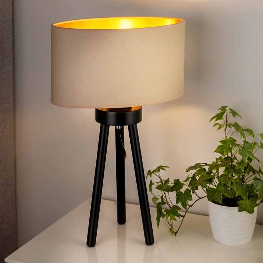 Duolla - Tischleuchte OVAL VEGAN 1xE27/15W/230V d 30 cm cremefarben