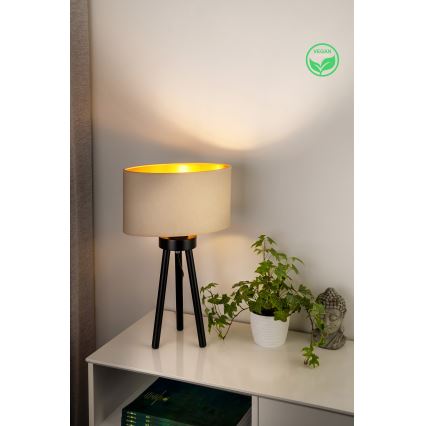 Duolla - Tischleuchte OVAL VEGAN 1xE27/15W/230V d 30 cm cremefarben