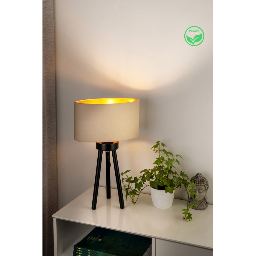 Duolla - Tischleuchte OVAL VEGAN 1xE27/15W/230V d 30 cm cremefarben