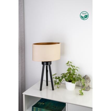 Duolla - Tischleuchte OVAL VEGAN 1xE27/15W/230V d 30 cm cremefarben