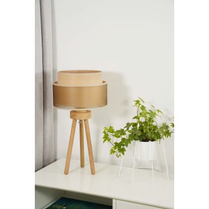 Duolla - Tischleuchte WOOD BOHO 1xE27/15W/230V d 25 cm kupfern/braun/beige