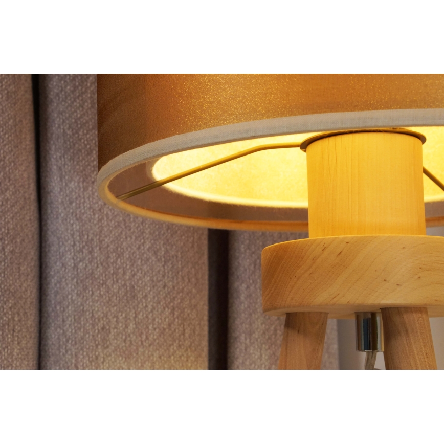Duolla - Tischleuchte WOOD BOHO 1xE27/15W/230V d 25 cm kupfern/braun/beige