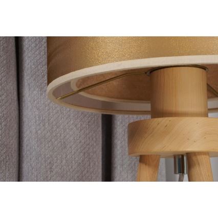 Duolla - Tischleuchte WOOD BOHO 1xE27/15W/230V d 25 cm kupfern/braun/beige