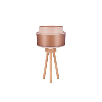 Duolla - Tischleuchte WOOD BOHO 1xE27/15W/230V d 25 cm kupfern/braun/beige