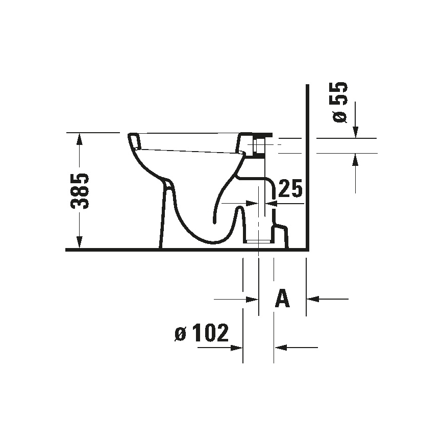 Duravit 21100100002 - WC sur pied D-CODE, céramique / blanc brillant