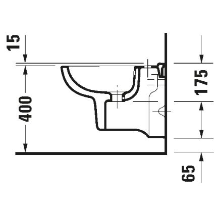 Duravit 22371500002 - Bidet suspendu D-CODE en céramique, finition blanc brillant