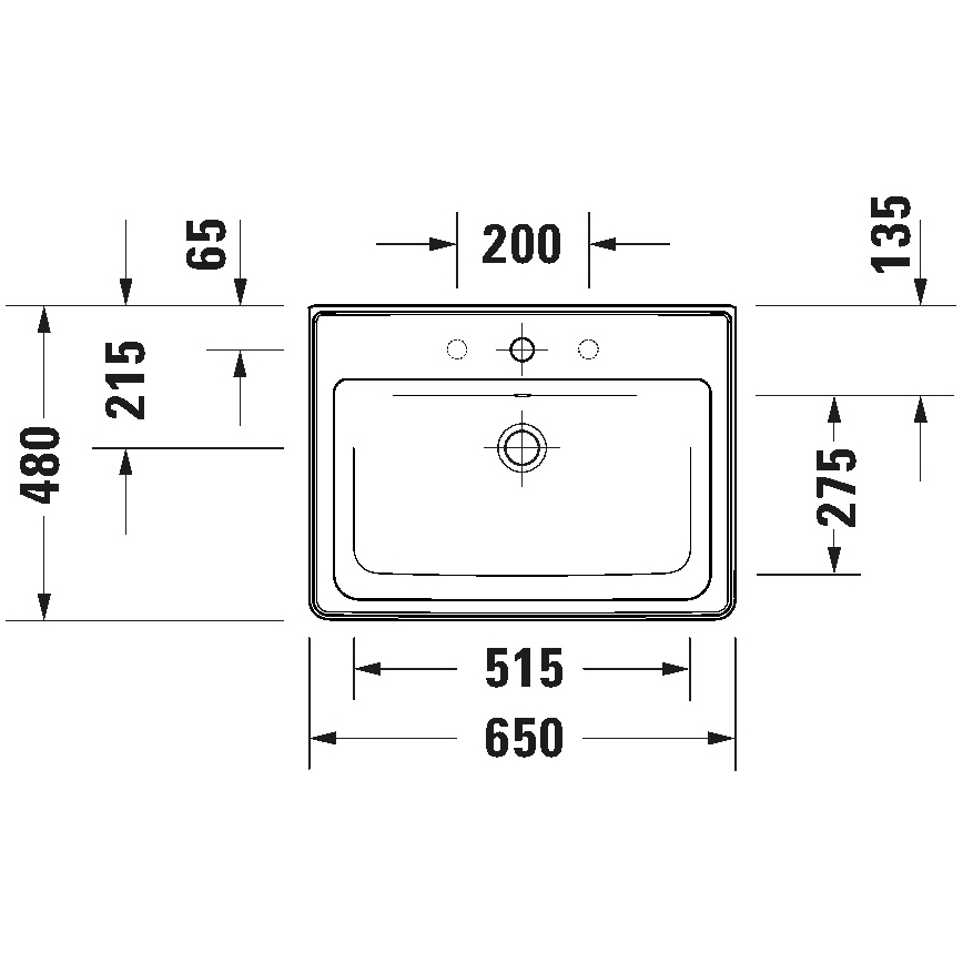 Duravit 2367650060 - Wandhängendes Waschbecken D-NEO 65x48 cm, Keramik, glänzend weiß