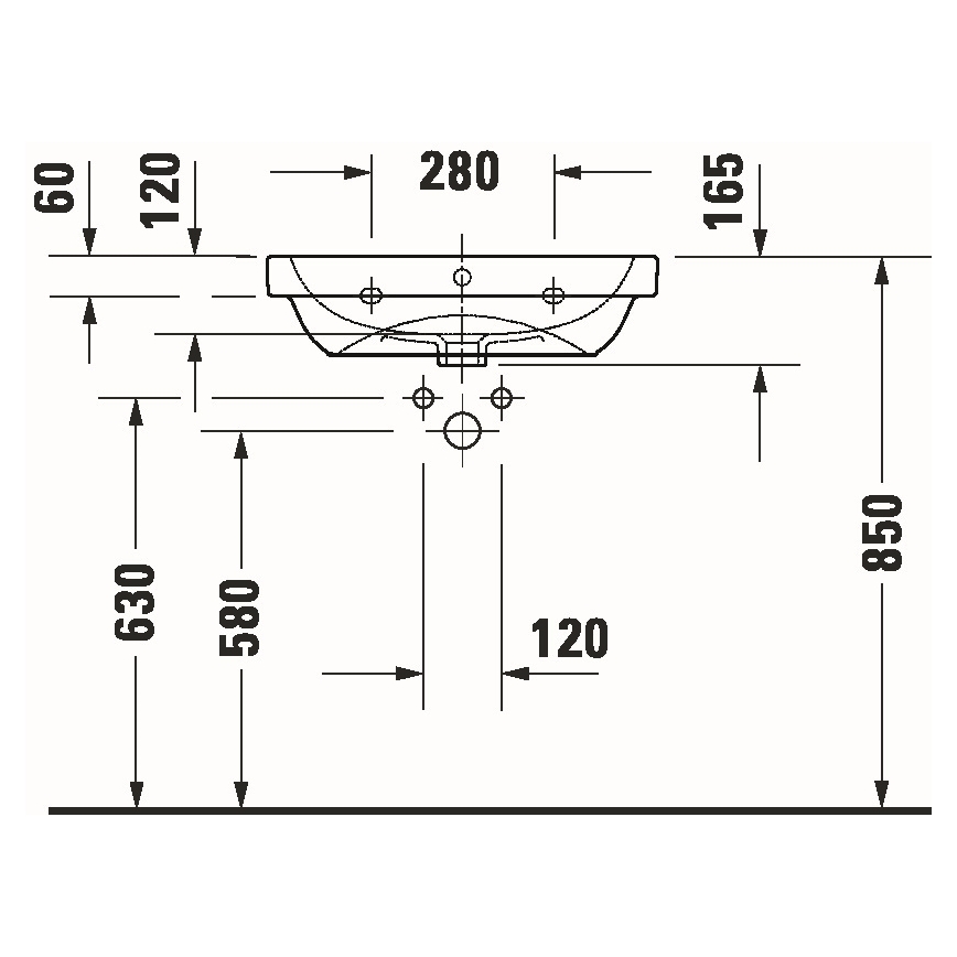 Duravit 23986000002 - Wandhängendes Waschbecken D-CODE 60x46 cm Keramik/glänzend weiß