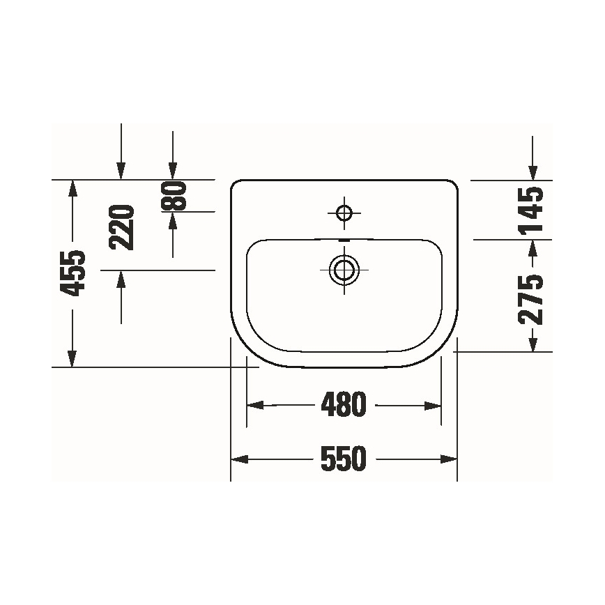 Duravit 24035500002 - Lavabo da incasso D-CODE 55x45,5 cm in ceramica, bianco lucido
