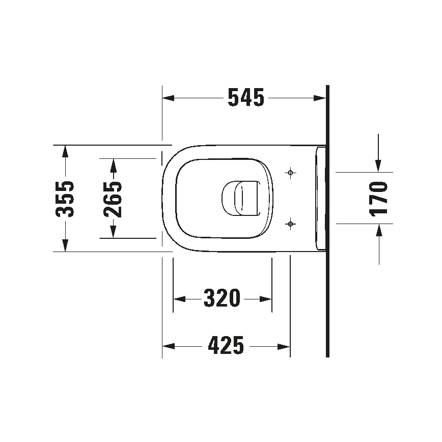 Duravit 25700920002 - Wandhängendes Rimless-WC D-CODE, Keramik, Hochglanzweiß