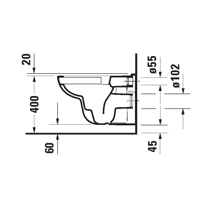 Duravit 25700920002 - WC sospeso senza brida D-CODE ceramica/bianco lucido