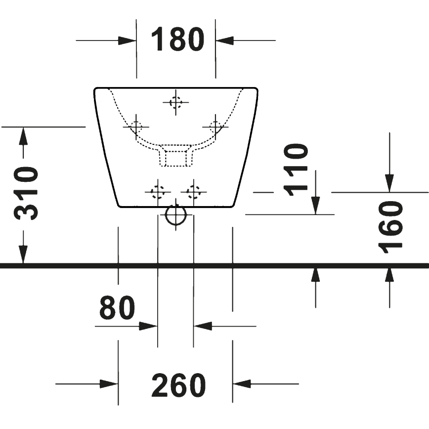 Duravit 27271500002 - Bidet sospeso D-CODE in ceramica, finitura bianco lucido