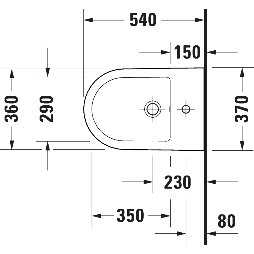 Duravit 27271500002 - Bidet sospeso D-CODE in ceramica, finitura bianco lucido