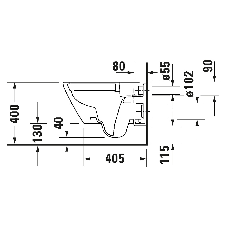 Duravit 49030900B2 - WC sospeso con sedile D-CODE, ceramica/bianco lucido