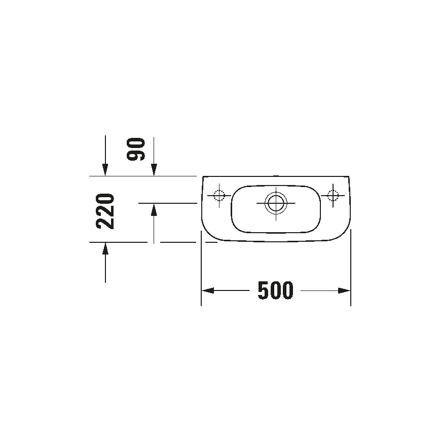 Duravit 7065000092 - Wand-Waschbecken D-CODE 50x22 cm Keramik/glänzend weiß