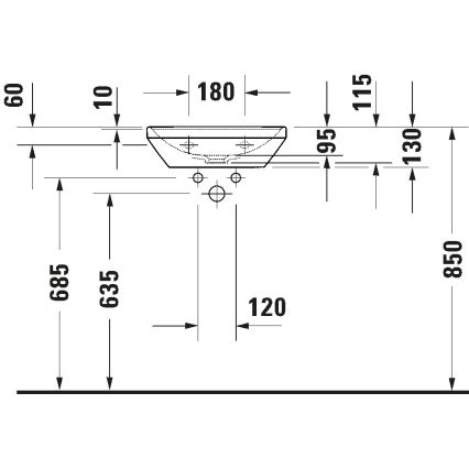 Duravit 738450041 - Lavabo sospeso D-NEO 45x33,5 cm ceramica/bianco lucido