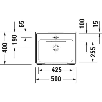 Duravit 742500060 - Lavabo suspendu D-NEO 50 x 40 cm en céramique, blanc brillant