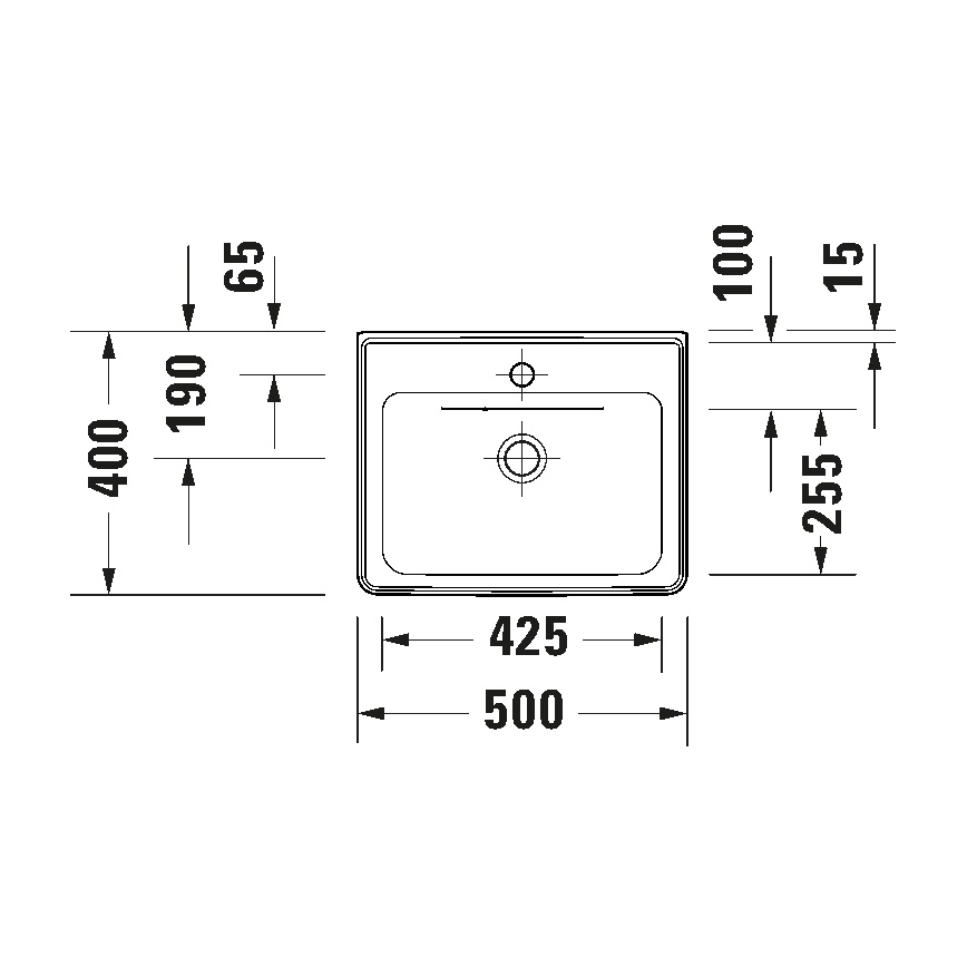 Duravit 742500060 - Lavabo suspendu D-NEO 50 x 40 cm en céramique, blanc brillant