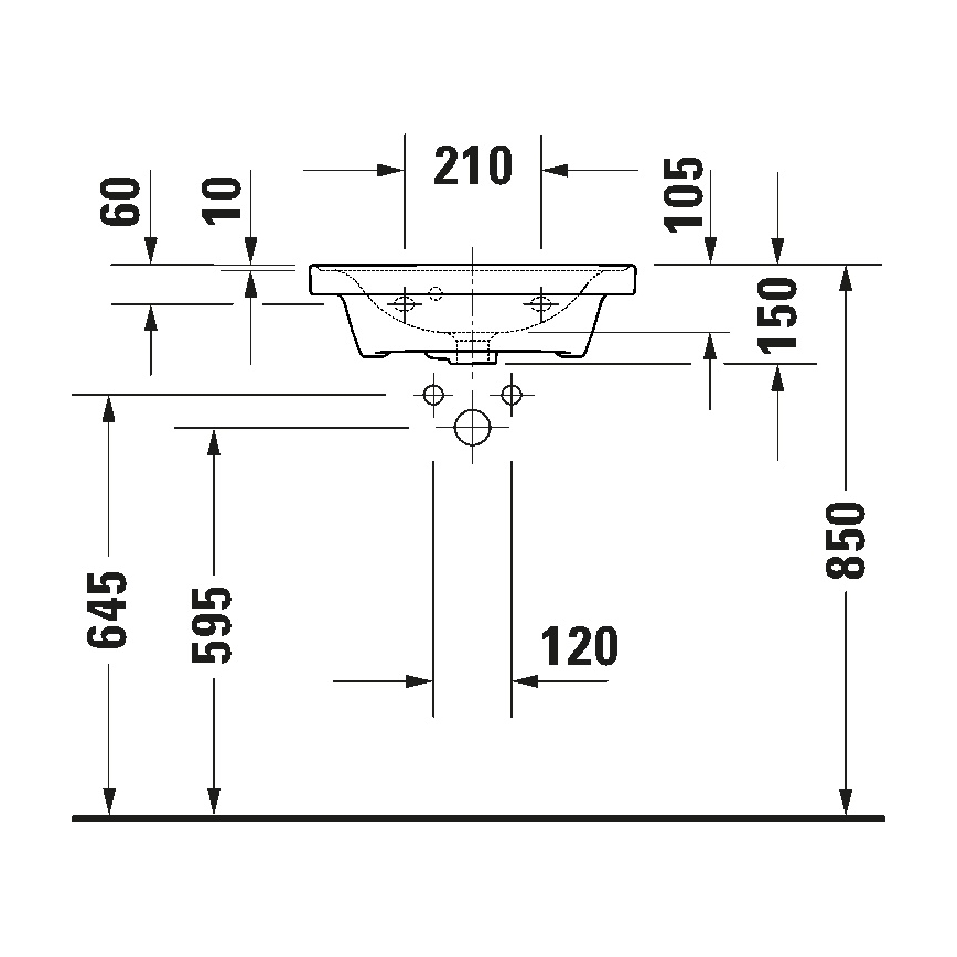 Duravit 742500060 - Lavabo suspendu D-NEO 50 x 40 cm en céramique, blanc brillant