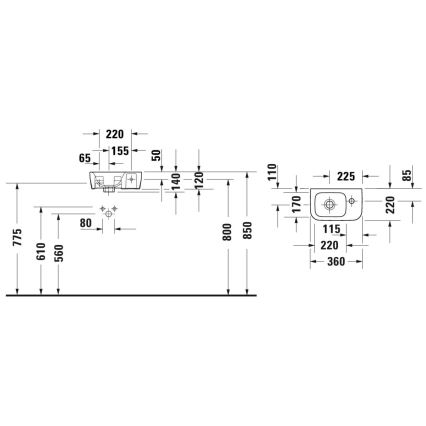 Duravit 7453600412 - Lavabo sospeso D-NEO 36x22 cm ceramica/bianco lucido