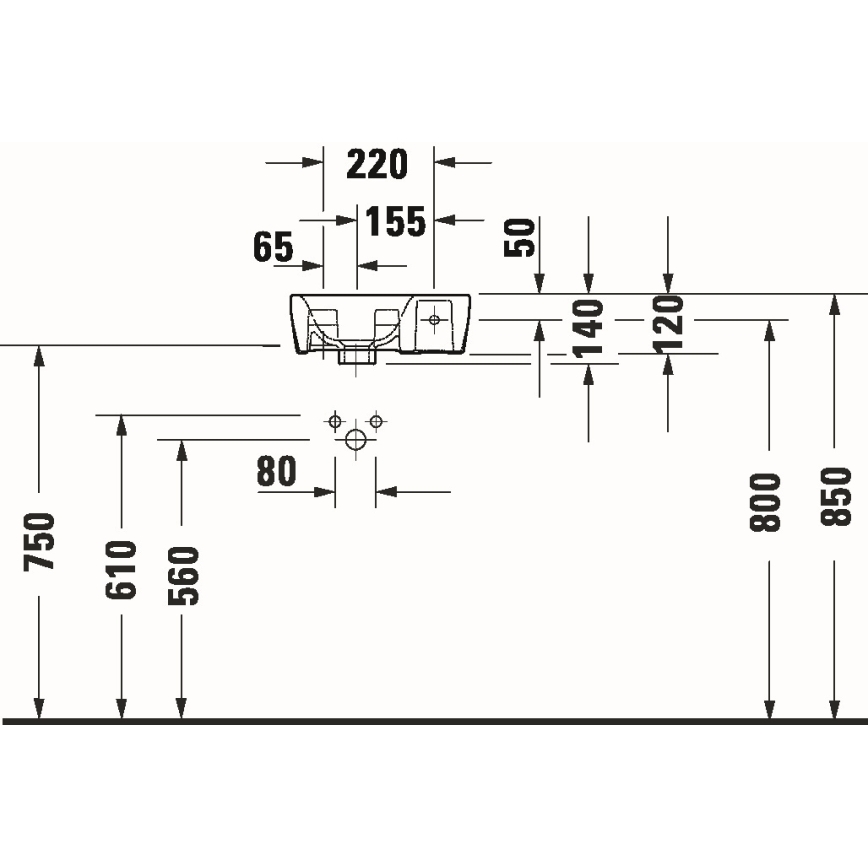 Duravit 7453600412 - Lavabo sospeso D-NEO 36x22 cm ceramica/bianco lucido