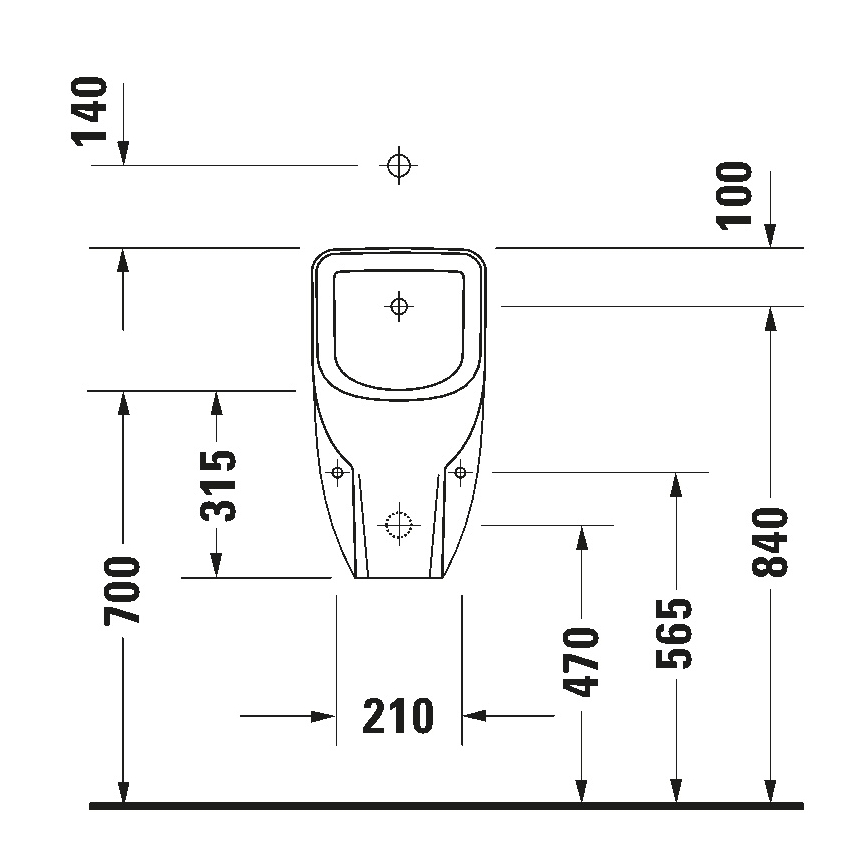 Duravit 828300000 - Urinoir sans rebord D-CODE, arrivée d'eau par le haut, évacuation arrière, céramique/blanc brillant