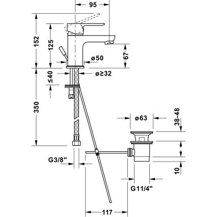 Duravit DC1013001046 - Waschtischarmatur + Ablaufgarnitur D-CODE matt schwarz