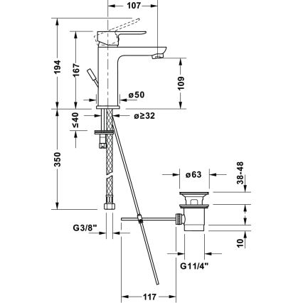 Duravit DC1023001046 - Waschtischarmatur mit Ablaufgarnitur D-CODE matt schwarz