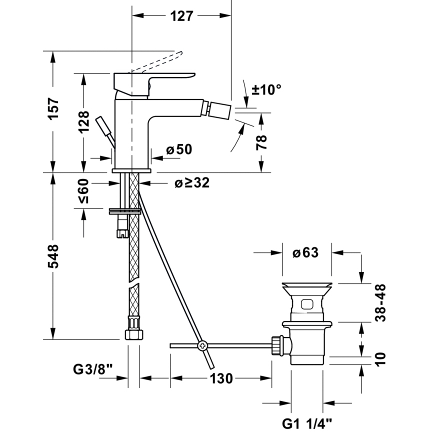 Duravit DC2400011046 - Mitigeur pour bidet D-CODE noir mat