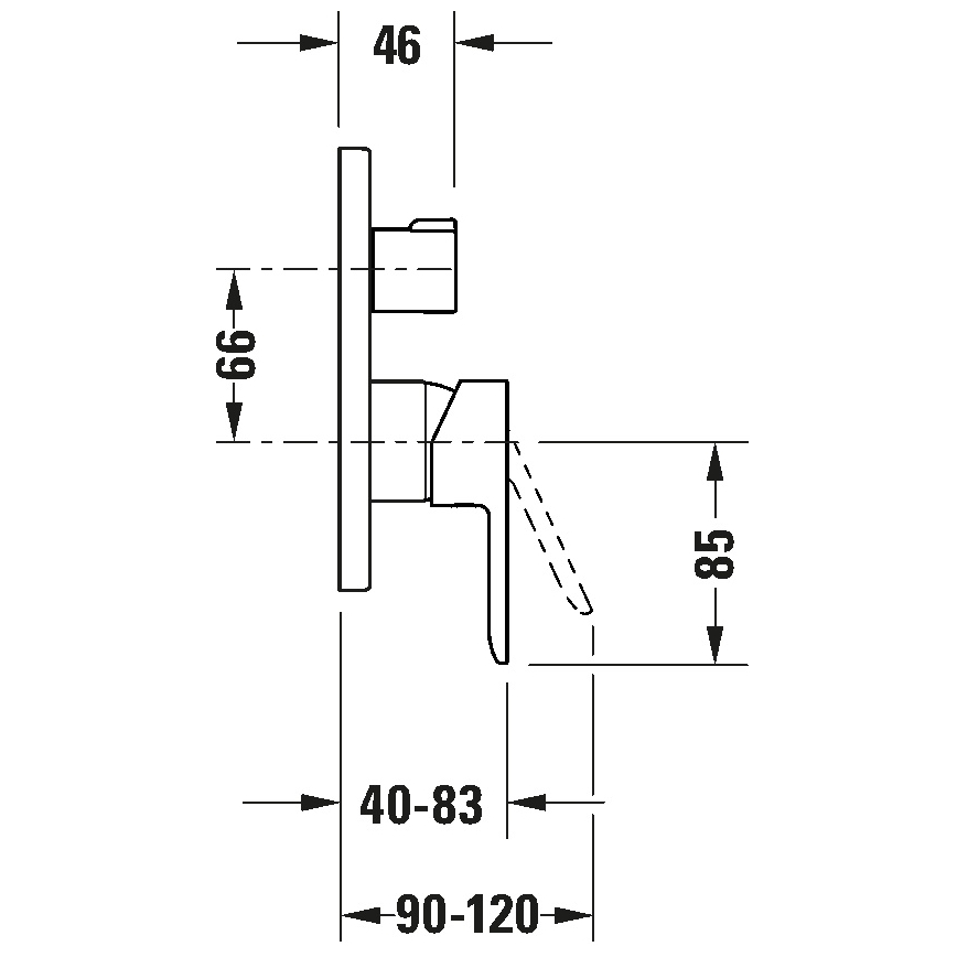 Duravit DC4210012010 - Mitigeur de douche pour installation encastrée D-CODE, chrome brillant