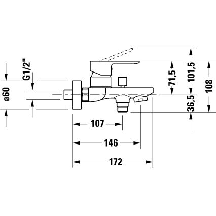 Duravit DC5230001010 - Mitigeur de baignoire D-CODE chromé brillant