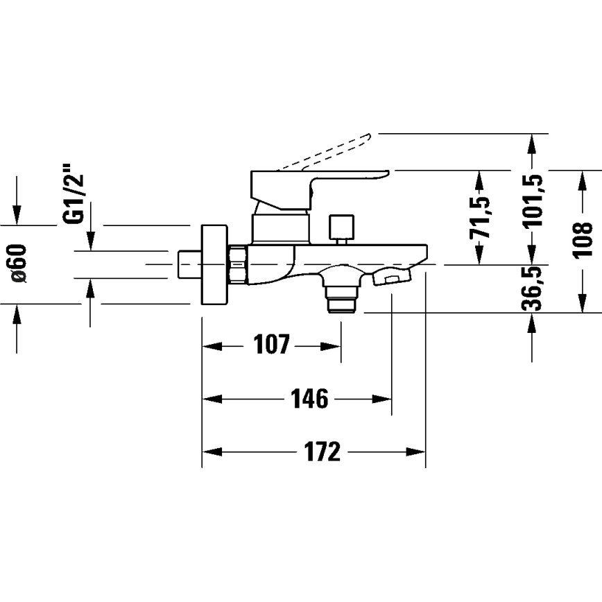 Duravit DC5230001010 - Mitigeur de baignoire D-CODE chromé brillant