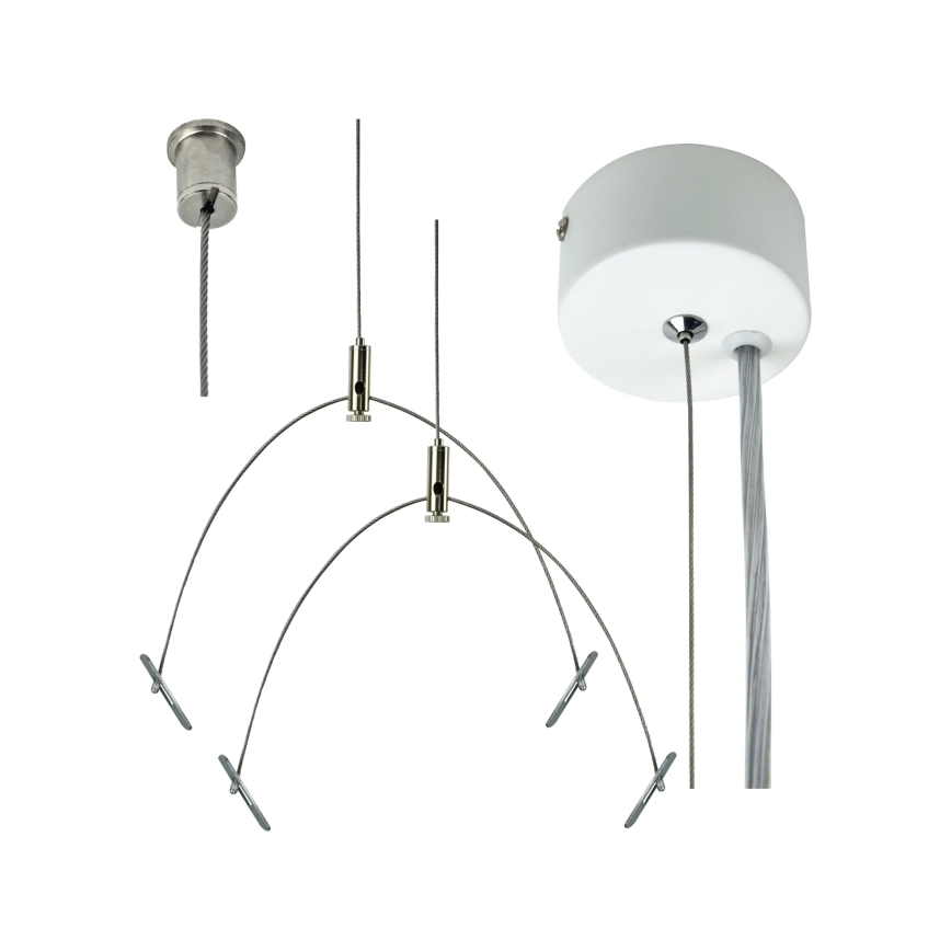 e2 elektro - Kit de câbles de suspension 150 cm, chrome brillant