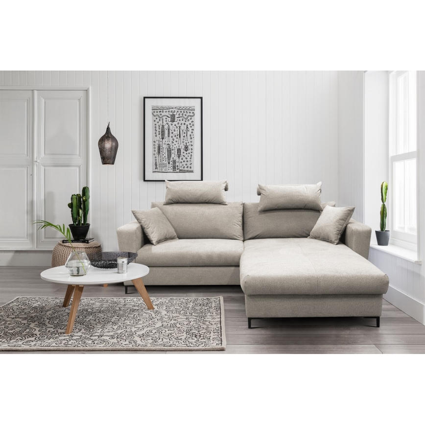 Eck-Schlafsofa mit Stauraum in L-Form HORTA, rechts, grau