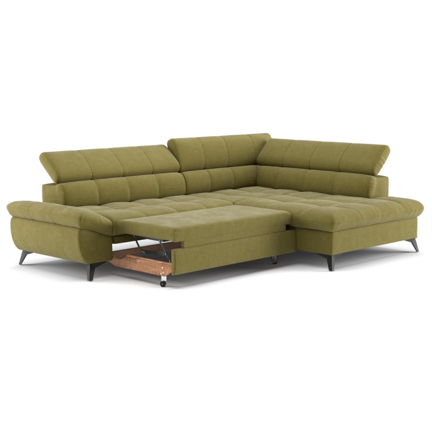 Eck-Schlafsofa MARANO, L-Form, rechts, olivgrün