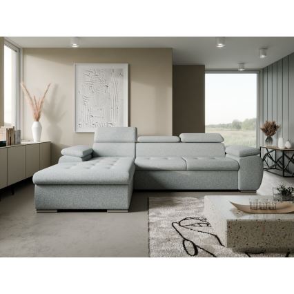 Eck-Schlafsofa in L-Form mit Stauraum PADUA, grau, links