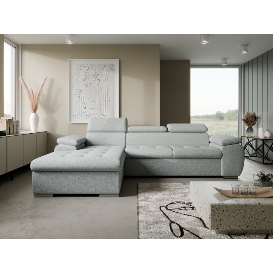 Eck-Schlafsofa in L-Form mit Stauraum PADUA, grau, links