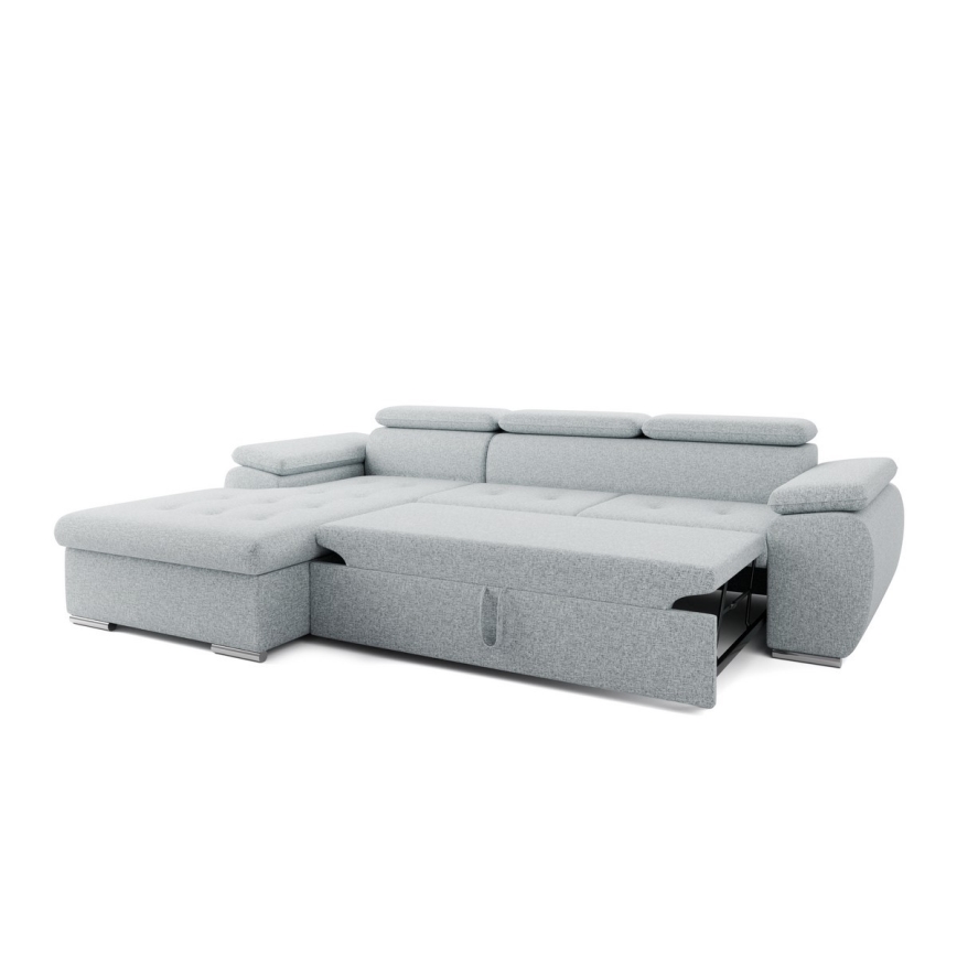 Eck-Schlafsofa in L-Form mit Stauraum PADUA, grau, links