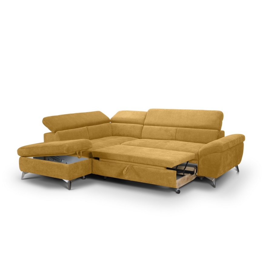 Eck-Schlafsofa SALERNO in L-Form, links, gelb