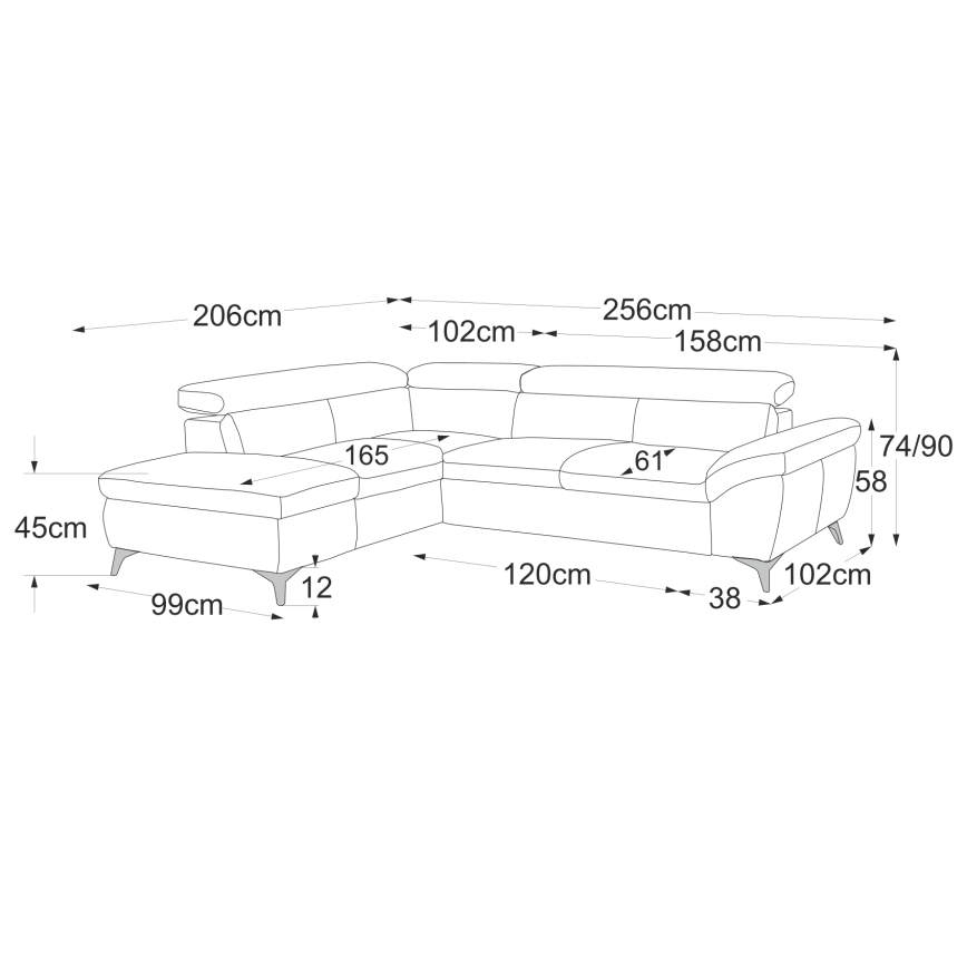 Eck-Schlafsofa SALERNO in L-Form, links, gelb