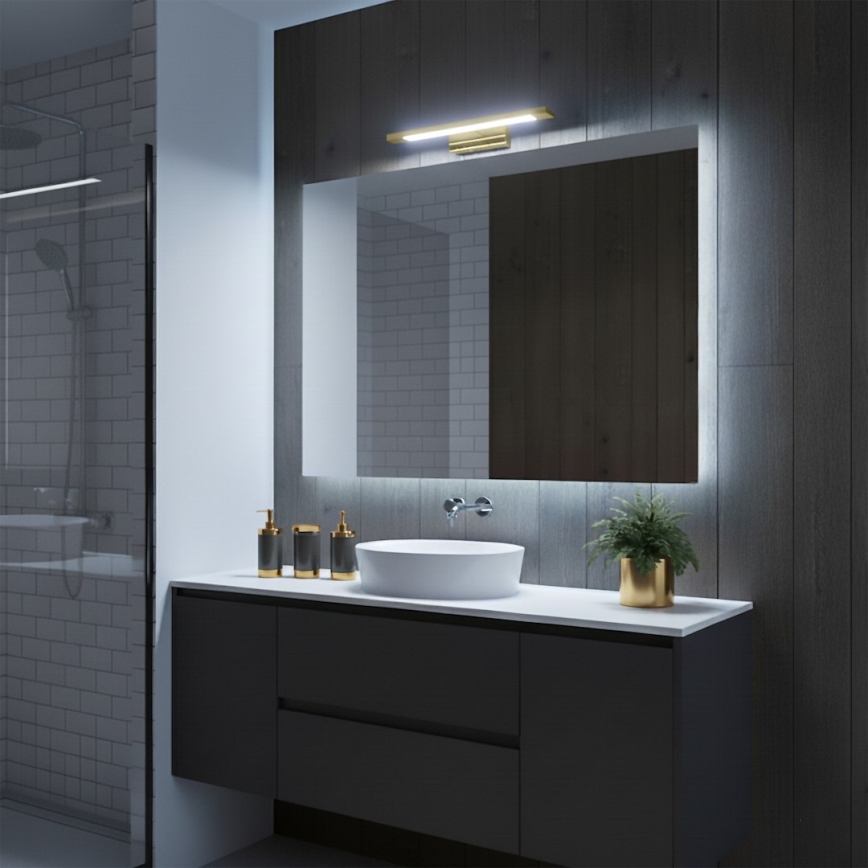 Éclairage LED pour miroir de salle de bains KLIMT, 8 W, 230 V, 3 températures de couleur (3000/4000/6000 K), 40 cm, IP44, finition dorée