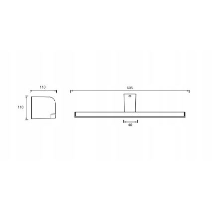 Éclairage pour miroir de salle de bains LED/14W/230V 60,5 cm IP44 chrome brillant